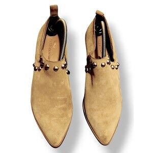 Rebecca Minkoff Women's Annette US 7M Taupe Suede Studded  Cut Out Bootie Boots